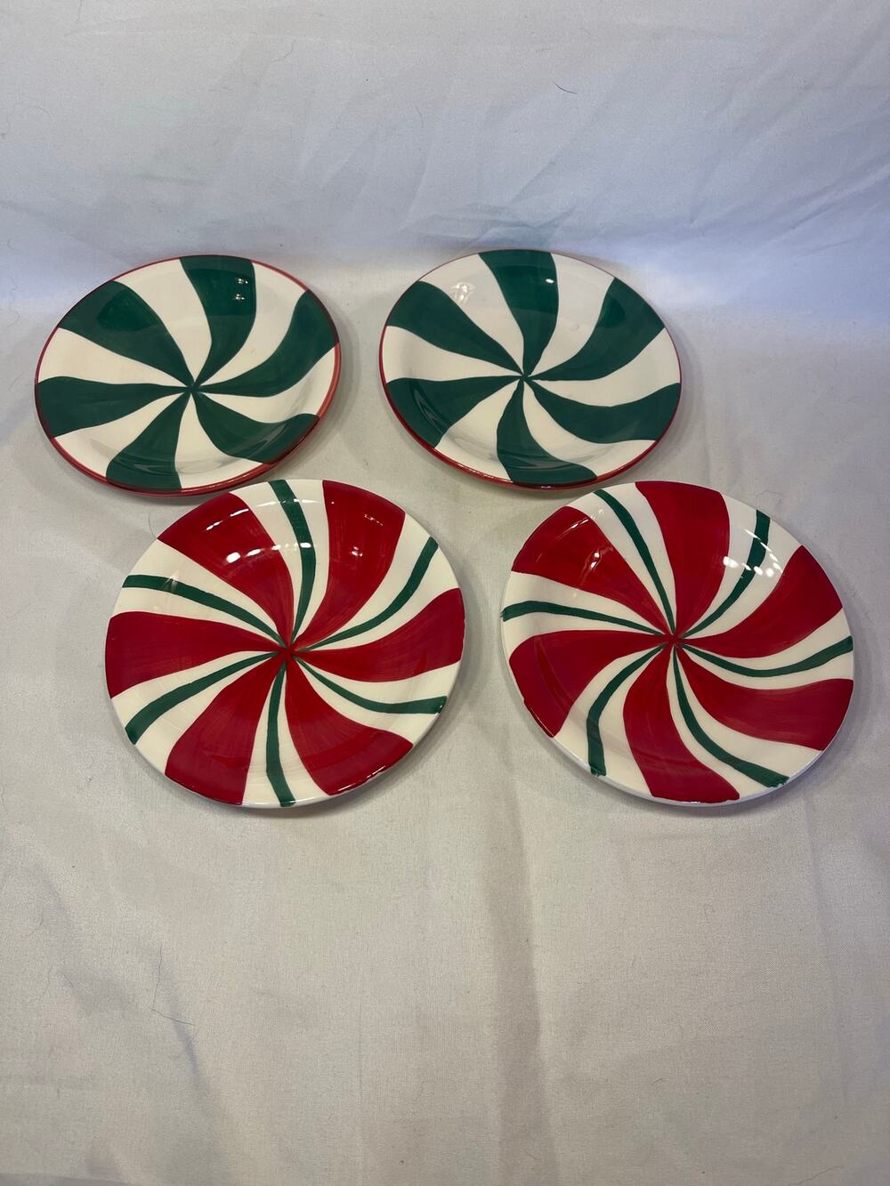 Nantucket Home for Christmas-Christmas candy cane swirl dessert plates-set of 4